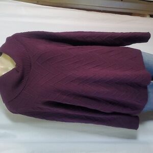 Calvin Klein Women Burgundy Maroon Sweater Cowl Neck Cable Knit Size XL